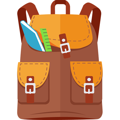 Illustration of a brown leather backpack